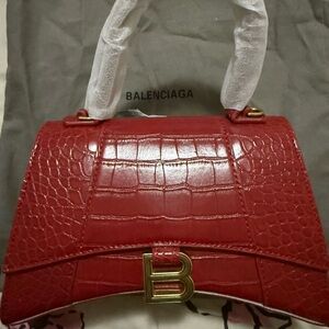 Balenciaga Red Croc-Pattern Shoulder Bag
